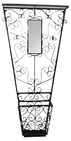 Vintage Wall-Mounted Wrought Iron Coat Rack, 1950s