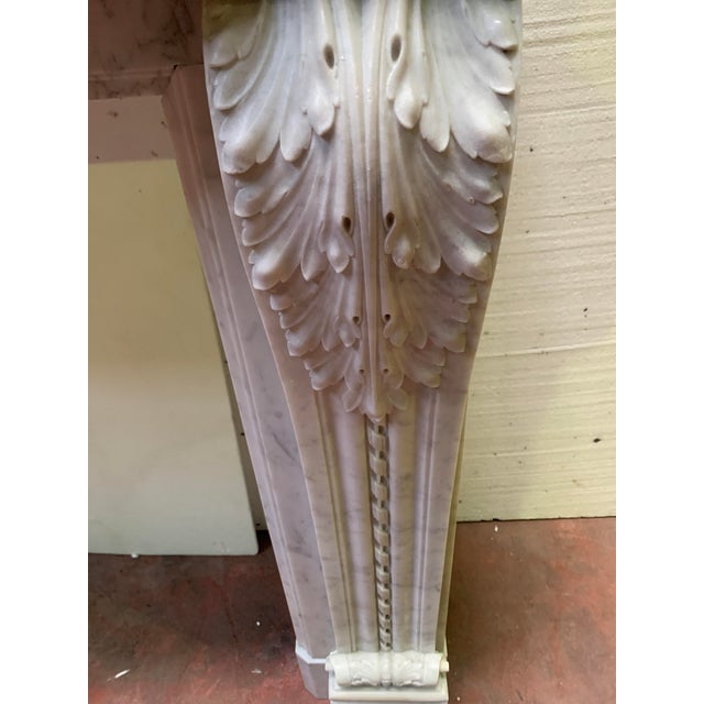 White Louis XVI Style Fireplace in White Carrara Marble, 1800s For Sale - Image 8 of 18