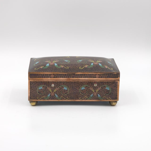 Cloisonné Enamel Box With Floral and Scrollwork Decoration, Late 19th to Early 20th Centur For Sale - Image 4 of 13