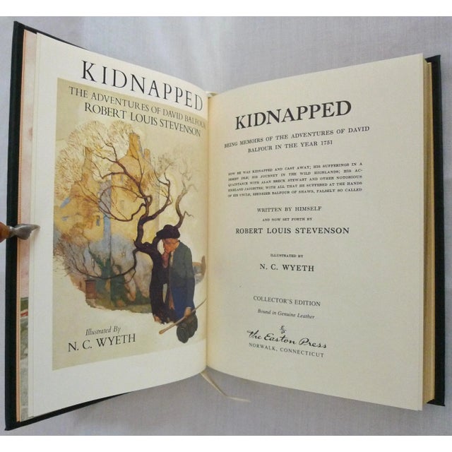 Black 1990s Easton Press Leather Books, Robert Louis Stevenson's Kidnapped & The Black Arrow, N.C. Wyeth Illustrated - 2 Pieces For Sale - Image 8 of 13