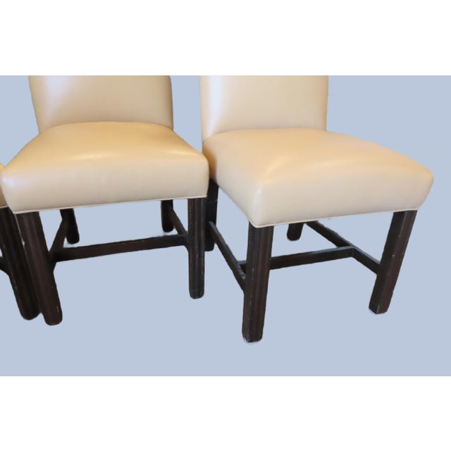 6 Traditional Custom Beige Leather Dining Chairs For Sale In Portland, OR - Image 6 of 9