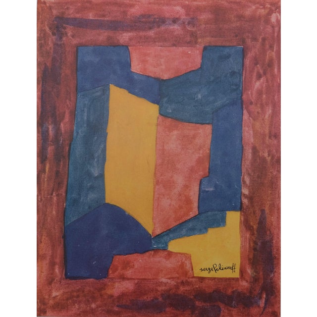 Serge Poliakoff, Composition bleue, rouge et jaune, Lithograph For Sale