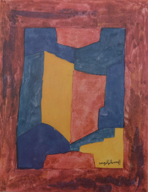 Serge Poliakoff, Composition bleue, rouge et jaune, Lithograph