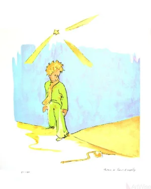 2008 Antoine De Saint Exupery 'Le Serpent (Lg)' Modernism Blue,Yellow,White,Pastel,Pink France Lithograph