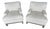 Pair of A. Rudin No. 681 Lounge Chairs Upholstered in Ivory/Beige Fabric For Sale