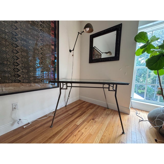 Spanish Revival Vintage Mid-Century Architectural Wrought Iron Desk/Table For Sale - Image 3 of 8