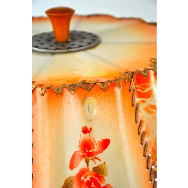 Metal Vintage Art Deco Floral Table Lamp For Sale - Image 7 of 14