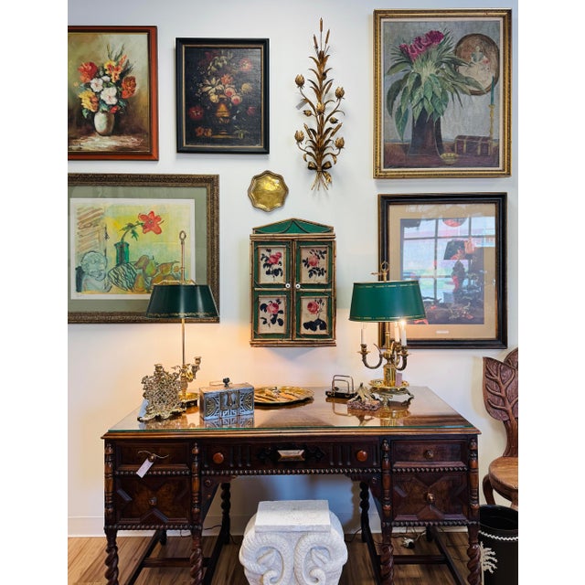 Vintage Chapman French Empire Style Brass Swan Bouillette Lamp With Tole Shade For Sale - Image 10 of 10