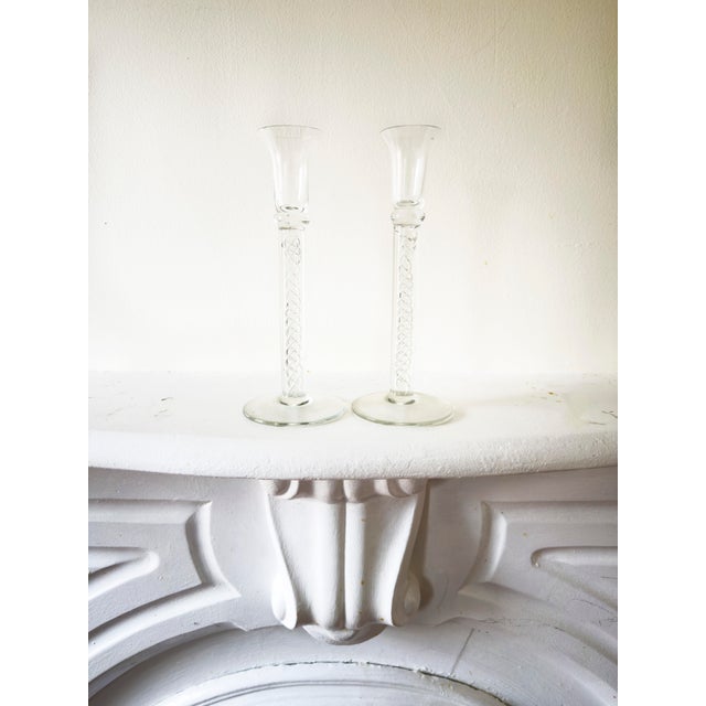1960s Mid-Century Modern Air Twist Glass Candlesticks, a Pair For Sale - Image 11 of 11