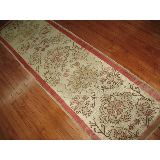 Early 21st Century Zabihi Collection Floral Narrow Vintage Turkish Anatolian Runner For Sale - Image 5 of 6