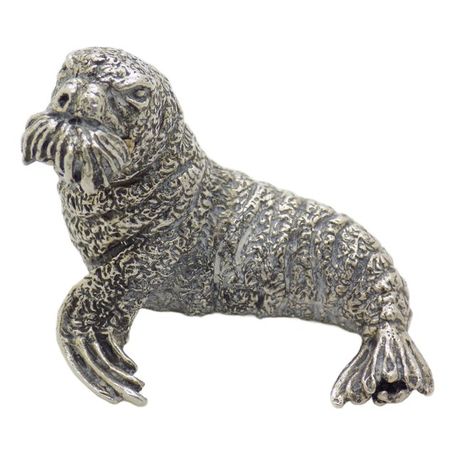 Large Vintage Italian Genuine Silver Walrus Figurine by Cerreti, 1960s For Sale