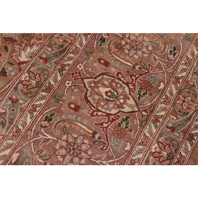 1990s Floral 1990's Pak-Persian Dark Tan/Tan Wool Rug - 9'3'' X 11'10'' For Sale - Image 5 of 9