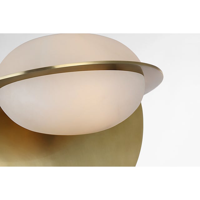 Kelly Wearstler for Visual Comfort Signature Fosse 9" Invertable Oval Sconce in Antique-Burnished Brass with Alabaster For Sale In Houston - Image 6 of 10