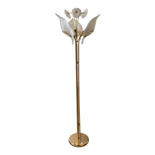 Vintage Italian 1960s Murano Cala Lily and Flower Floor Lamp For Sale