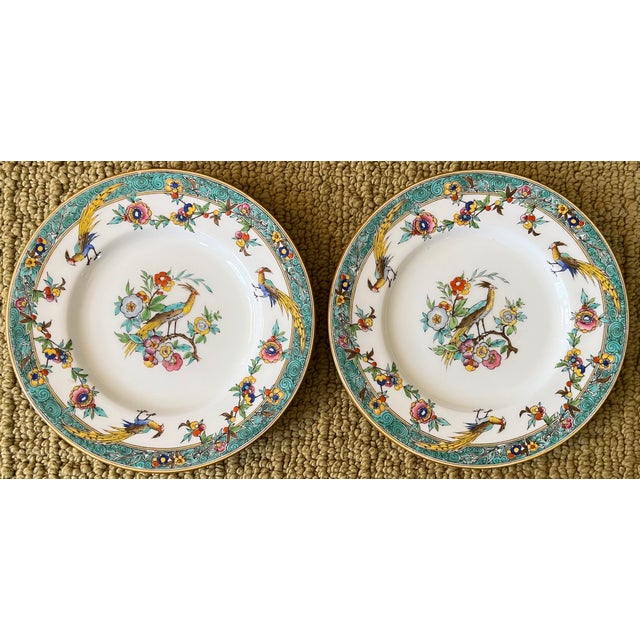 Minton Early 20th Century Minton Porcelain Small Chinoiserie Exotic Bird Plates for Bread or Hors d'Oeuvres - Set of 5 For Sale - Image 4 of 11