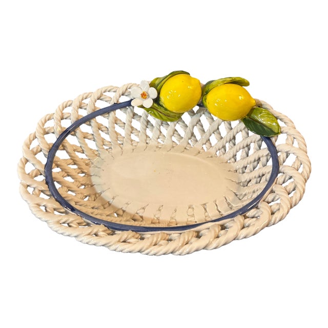 Vintage Italian Porcelain Lace Lemon Bowl For Sale