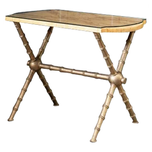 19th Century English Faux Marble, Glass and Faux Bamboo Side Table
