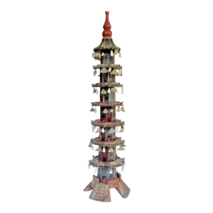 Antique 19th Century Chinese Carved Soapstone Pagoda Obelisk Temple