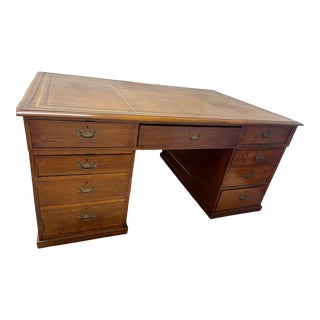 Late 19th Century Mid-Century Mahogany English Partners Desk For Sale