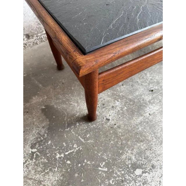 Vintage Oak Coffee Table with Slate Top For Sale - Image 6 of 10