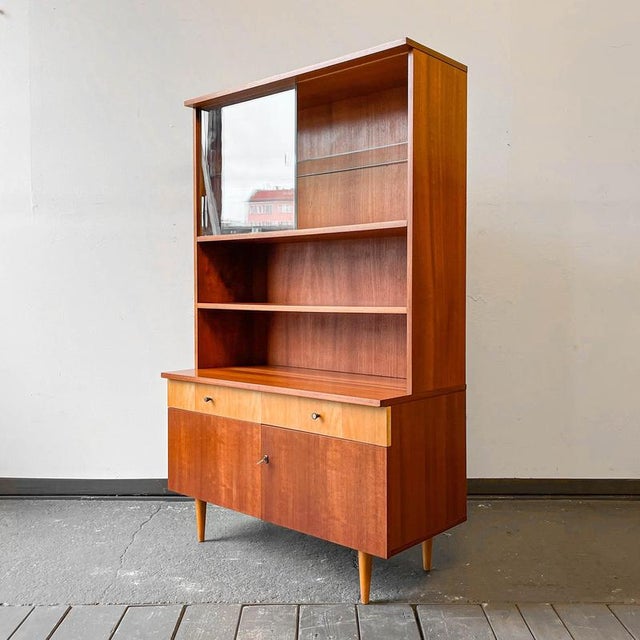 Cherry Bookcase with Display Case, 1960s For Sale - Image 3 of 18