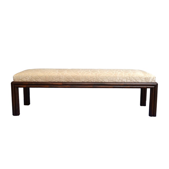 Long Mcguire Rattan Bench With Fabric Upholstery Chairish