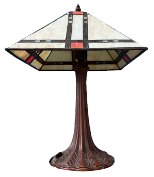 Vintage Table Lamp in Stained Glass