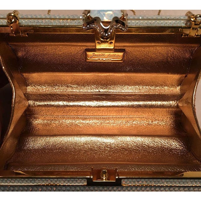Animal Skin Judith Leiber Iridescent Swarovski Crystal Gold Minaudiere Evening Bag Clutch For Sale - Image 7 of 9