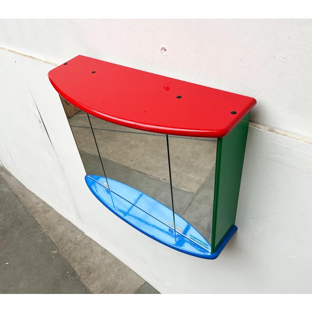 Metal Vintage Postmodern French Bathroom Mirror Cabinet from Decotec, 1980s For Sale - Image 7 of 18