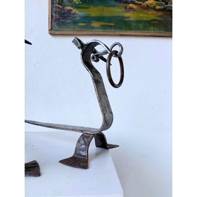 Zoomorphic Metal Dog Andirons, 1950s, Set of 2 For Sale - Image 10 of 18