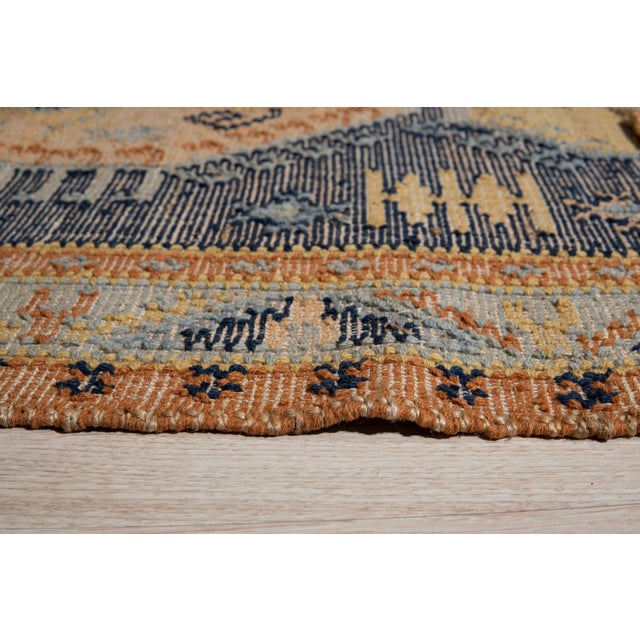 8x10 Luna Kilim Blue Traditional Medallion Hand Knotted Wool Carpet Rug For Sale - Image 9 of 10