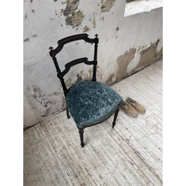 Napoleon III Chair in Blue Velvet, 1890s For Sale - Image 11 of 18