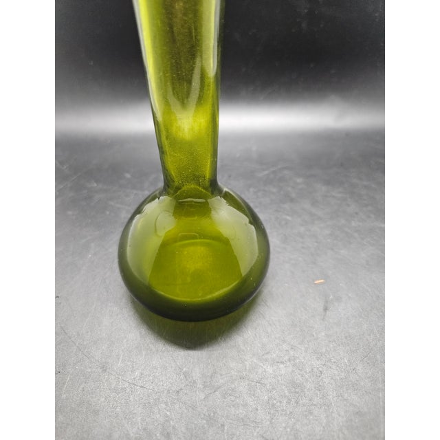 Vintage Blown Green Glass Bud Vase