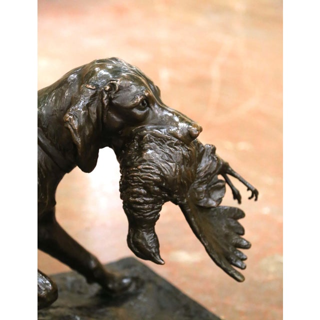 Late 19th Century German Brass & Plaster Hunting Dog Sculpture by Emil Wünsche For Sale - Image 9 of 14