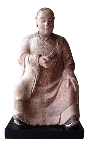 Antique Chinese Wood Carving of a Seated Life Size Figure