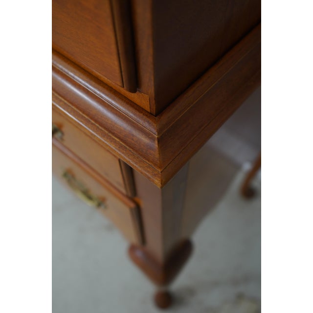 Wood New England Queen Anne Style Cherry Finish Tall Highboy For Sale - Image 7 of 15