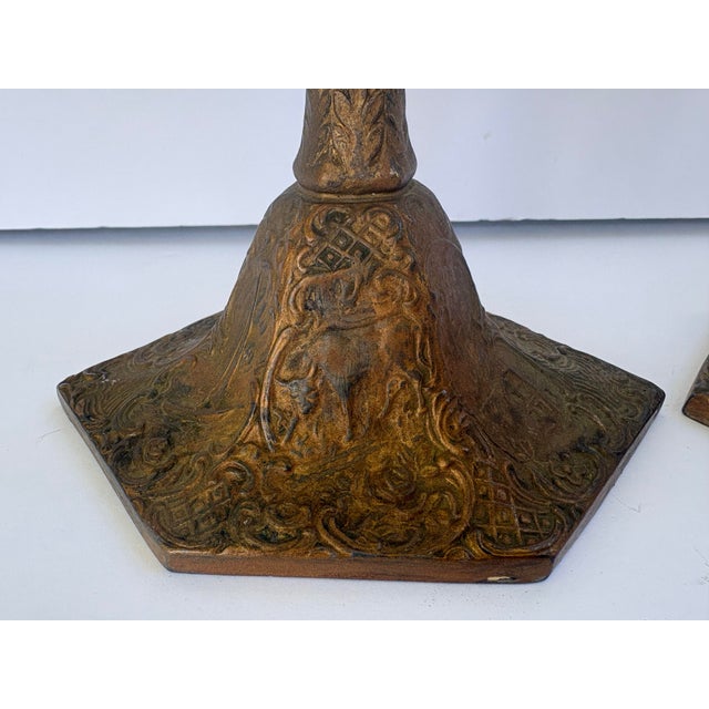 Bronze Antique E. & J. Bass Dutch Windmill & Figural Candlesticks, Pair For Sale - Image 8 of 12