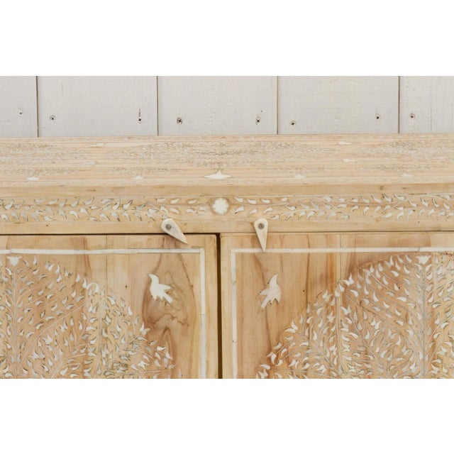 Indian Inlay Tree of Life Bleached Wood Cabinet For Sale - Image 4 of 10