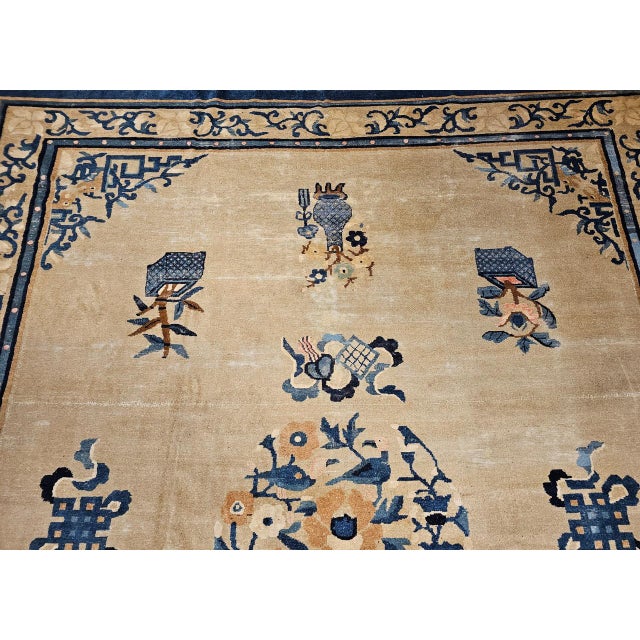 Antique Chinese Peking Rug, Hand-Knotted Wool, Fortune Symbols, 1800s, 10' x 12' For Sale - Image 16 of 18