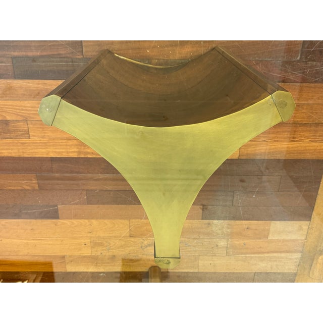 Attributed Mastercraft Trilobi Brass Double Pedestal Glass Dining Table, 1970s For Sale - Image 9 of 12