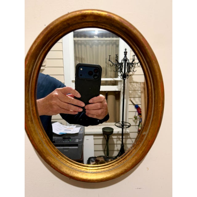 Pair of Italian Gilt Oval Mirrors, Hollywood Regency Style, 1960s For Sale - Image 4 of 10