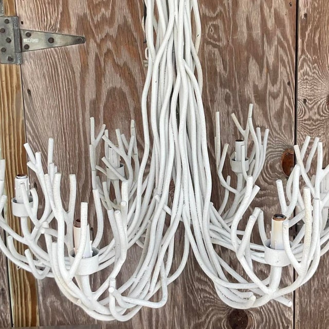 Vintage Coastal Metal Twig Chandelier For Sale - Image 10 of 12