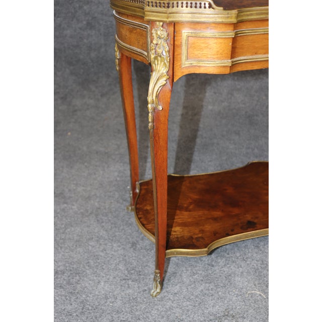 19th C French Louis XV Style Bronze Ormolu Mounted Two Tier End Table For Sale - Image 12 of 14