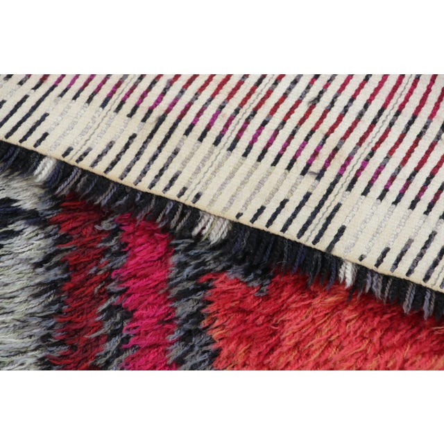 Textile Vintage Swedish Rya Rug With Polychromatic Geometric Pattern- Rug & Kilim For Sale - Image 7 of 7