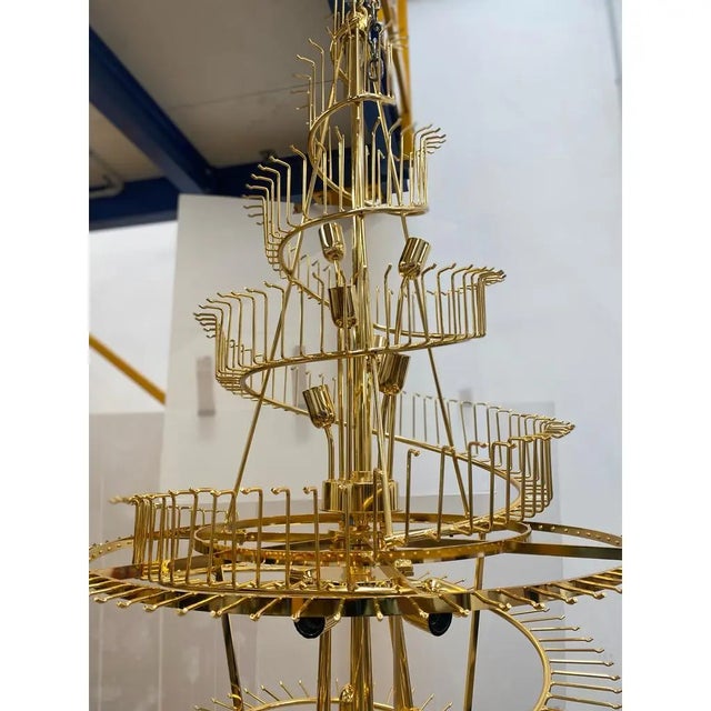 Gold Huge Murano Glass Chandelier – “Quadriedro” Fumè, Gold Twister, Contemporary Luxury For Sale - Image 8 of 9