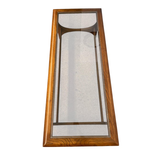 Vintage Mid Century Modern Walnut and Glass Coffee Table by Lane Furniture For Sale - Image 9 of 9