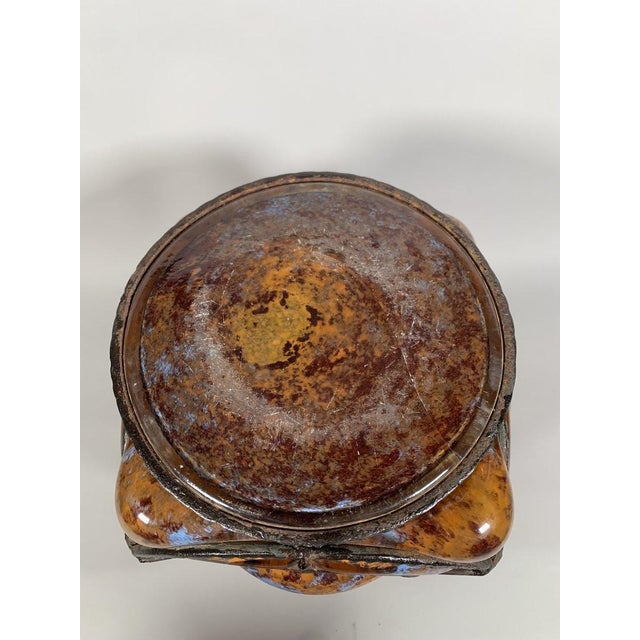 Art Deco Glass and Wrought Iron Vase, Le Lorrain, Nancy, 20th Century For Sale - Image 9 of 9
