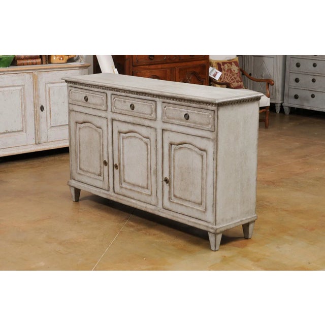 Swedish, 1890s, Painted Wood Sideboard with Three Drawers over Three Doors For Sale - Image 12 of 13