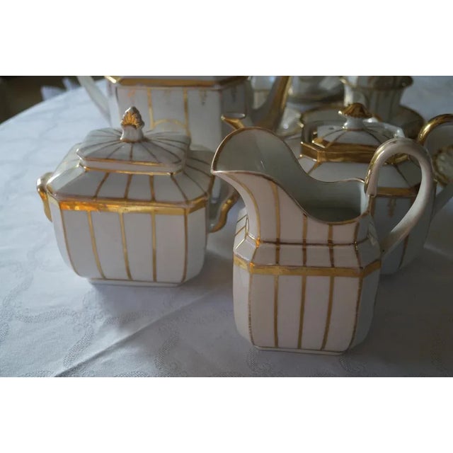 Gold Antique French Porcelain Tea Service, 1840, Set of 16 For Sale - Image 8 of 9