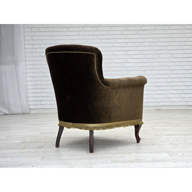 Scandinavian Armchair in Green Velour and Ash For Sale - Image 11 of 18